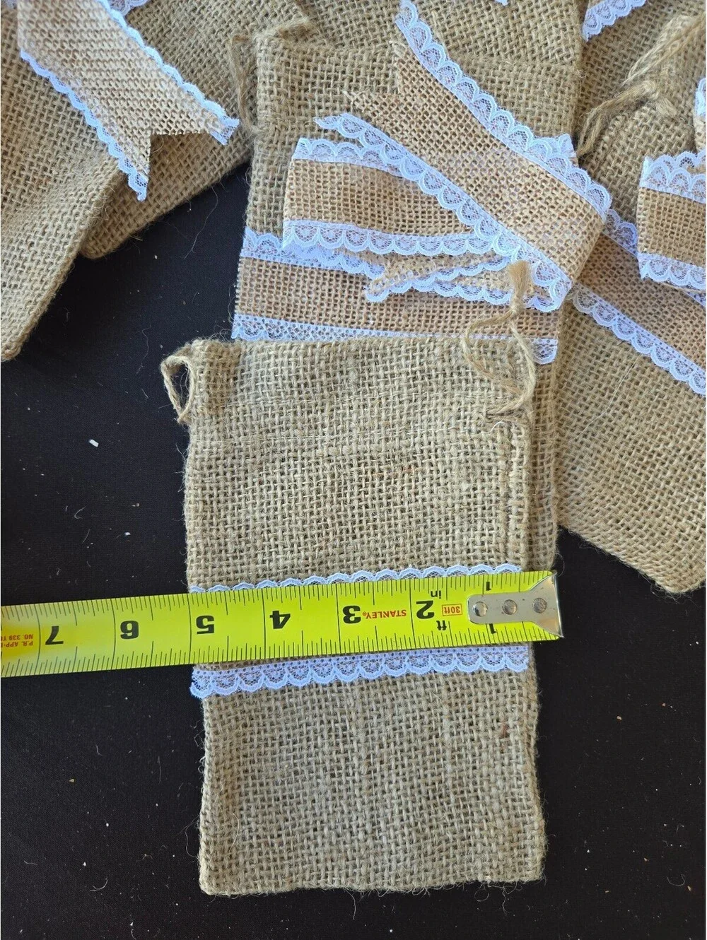 Rustic Burlap Drawstring Gift Bags with Lace Ribbon Wedding Favor Lot